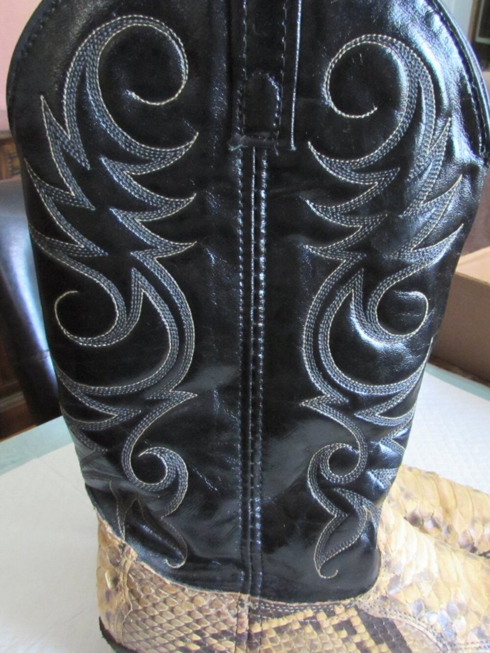 VTG Acme Python Snakeskin Cowboy Western Boots Men 90s Rodeo Size 9 D - Picture 6 of 8